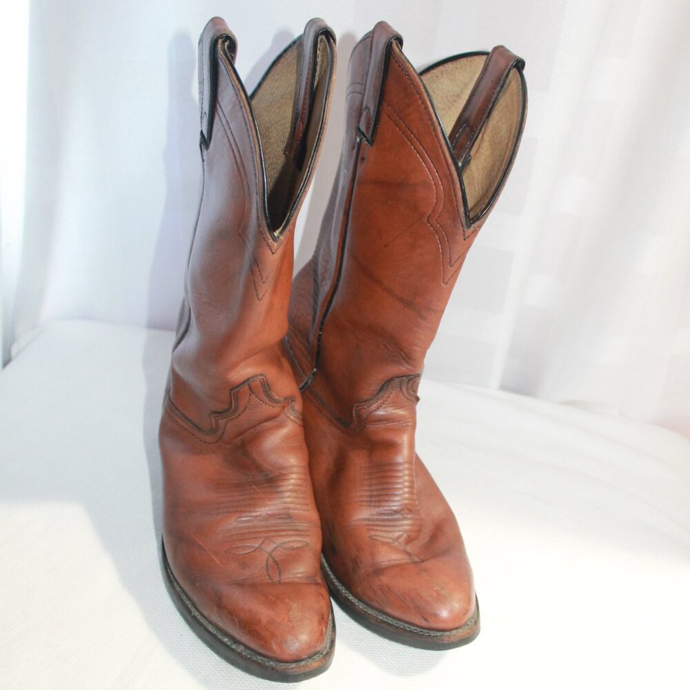 Abilene Boot Co. Brown Leather Cowgirl Boots, 7.5B - Picture 2 of 13